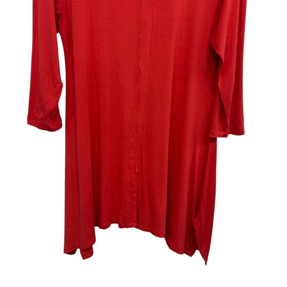 Soft Surroundings Red Shirt Dress Large Minimalist Costal Flowy Asymmetrical Hem - Picture 5 of 11